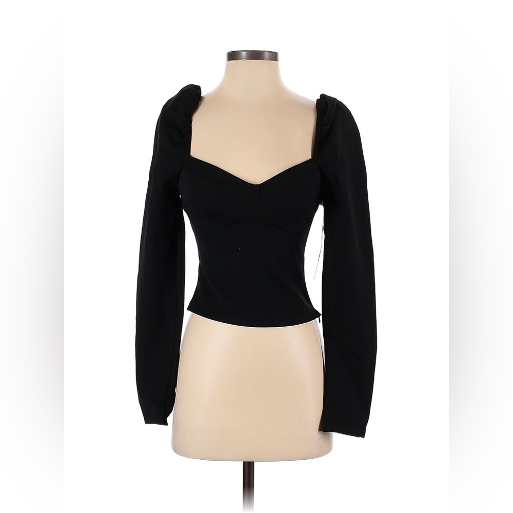 Justfab black top puff-sleeve shoulder top